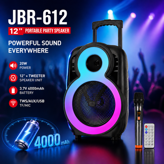 Party Speaker Bluetooth 8″ Bass 2″ Tweeter 1800mAh Ourdoor TWS