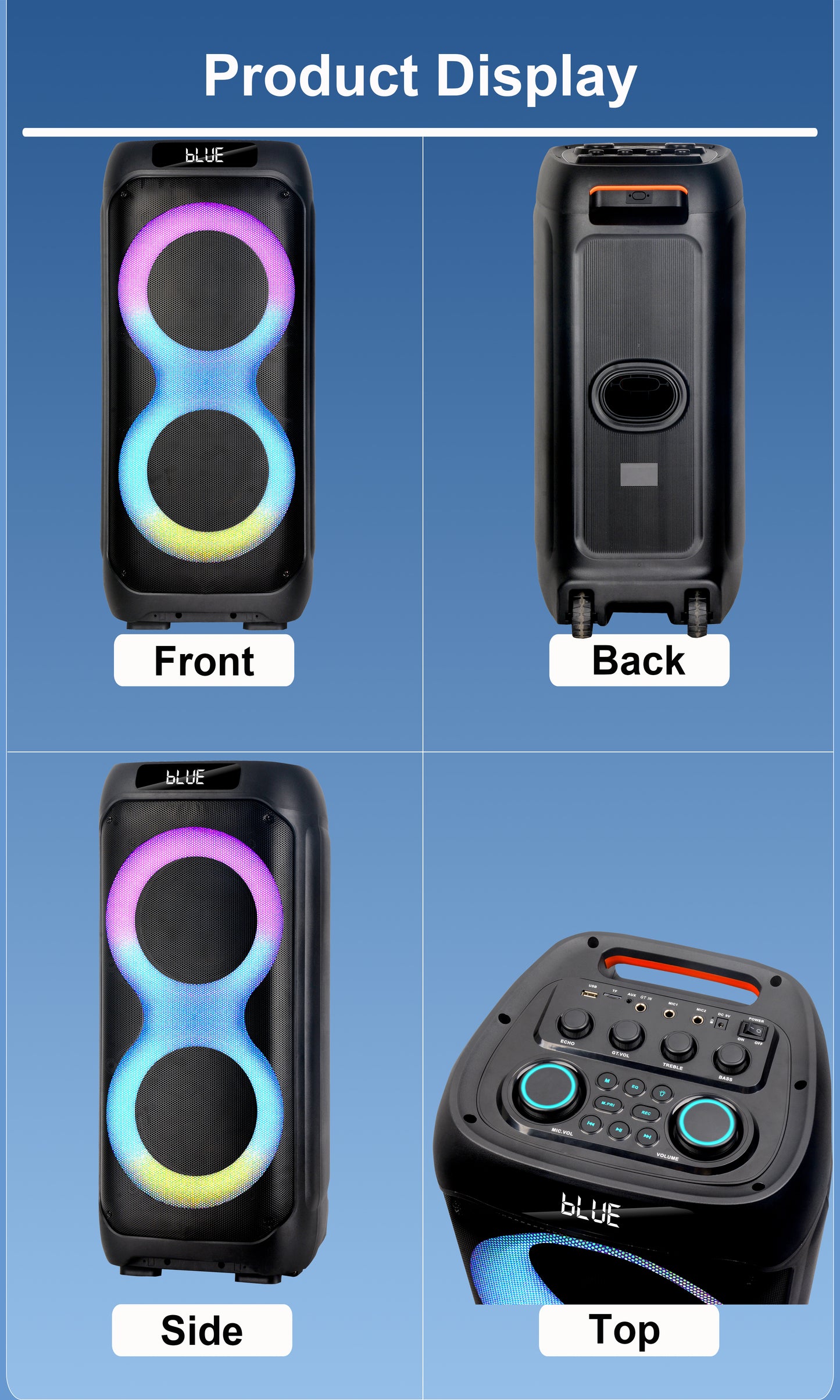 10″ subwoofer + Tweeter portable outdoor speeker clean sound 4500mAh 7.4V 50W