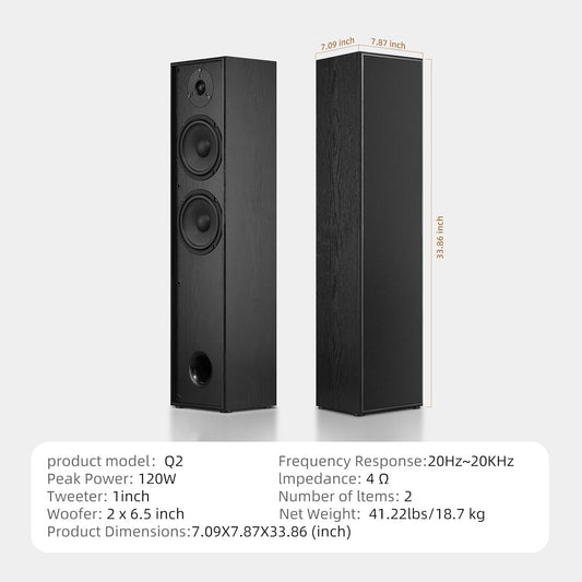 Tower speakers with 6.5 inch woofer and tweeter