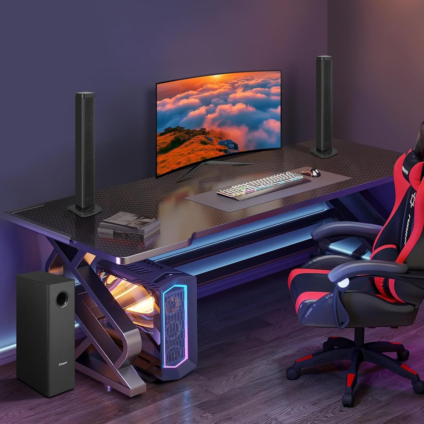 Sound Bar with 5.5 Inch Subwoofer Detachable 2-in-1, 2.1-Channel Deep Bass System