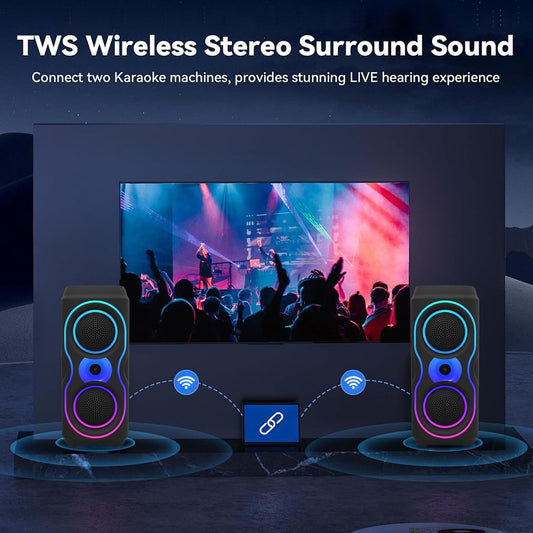 Portable PA Speaker System with 2pcs 4-inch Subwoofers,RGB Lights