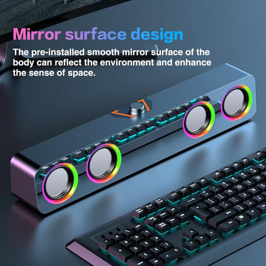 Desktop speakers with RGB light effects