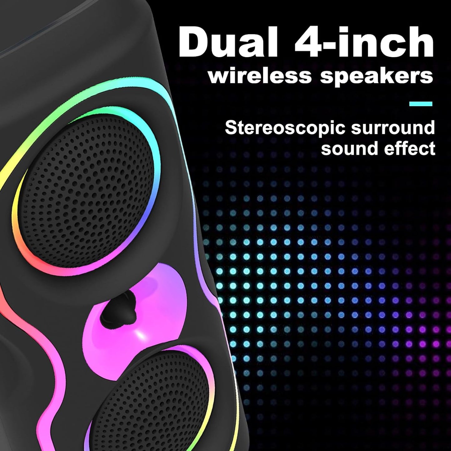 Portable PA Speaker System with 2pcs 4-inch Subwoofers,RGB Lights