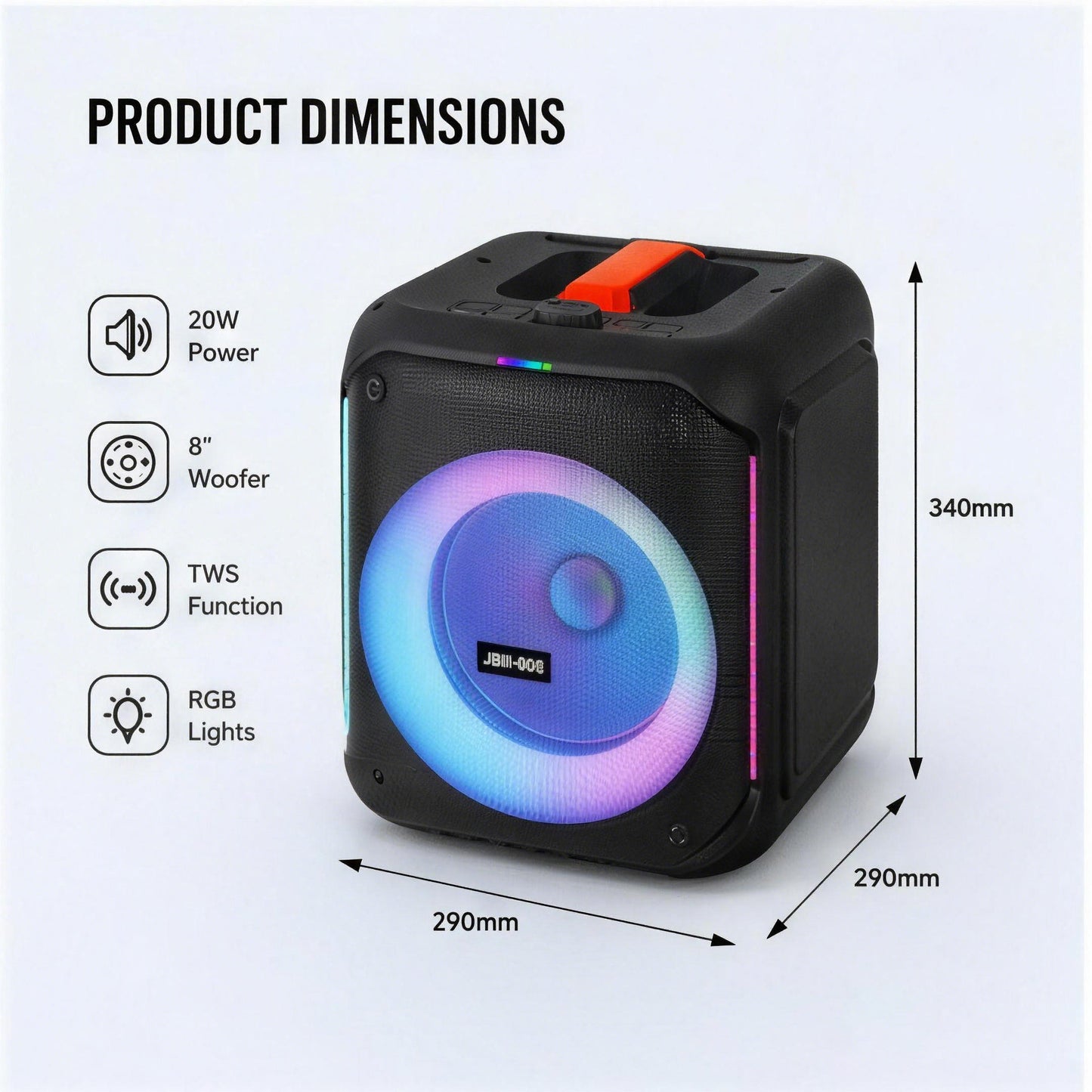 8in bass 20W 3600mah Bluetooth party Speaker portable ourdoor audio