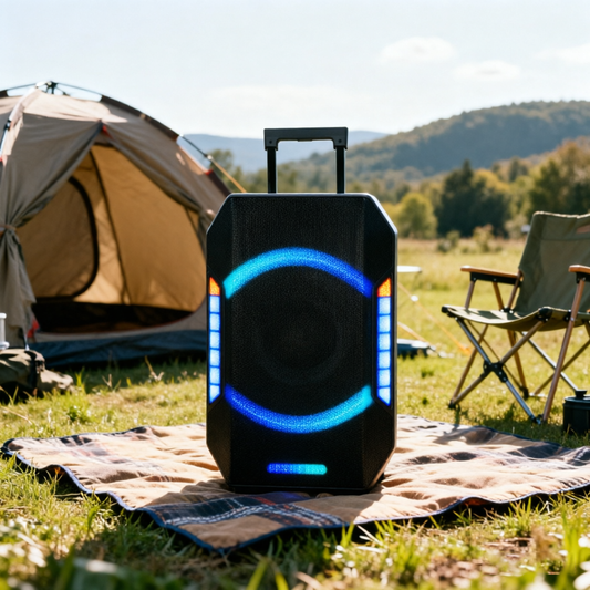 15“ Subwoofer + Tweeter 12V 7000mAh 80W Bluetooth Party Speeker with Microphones