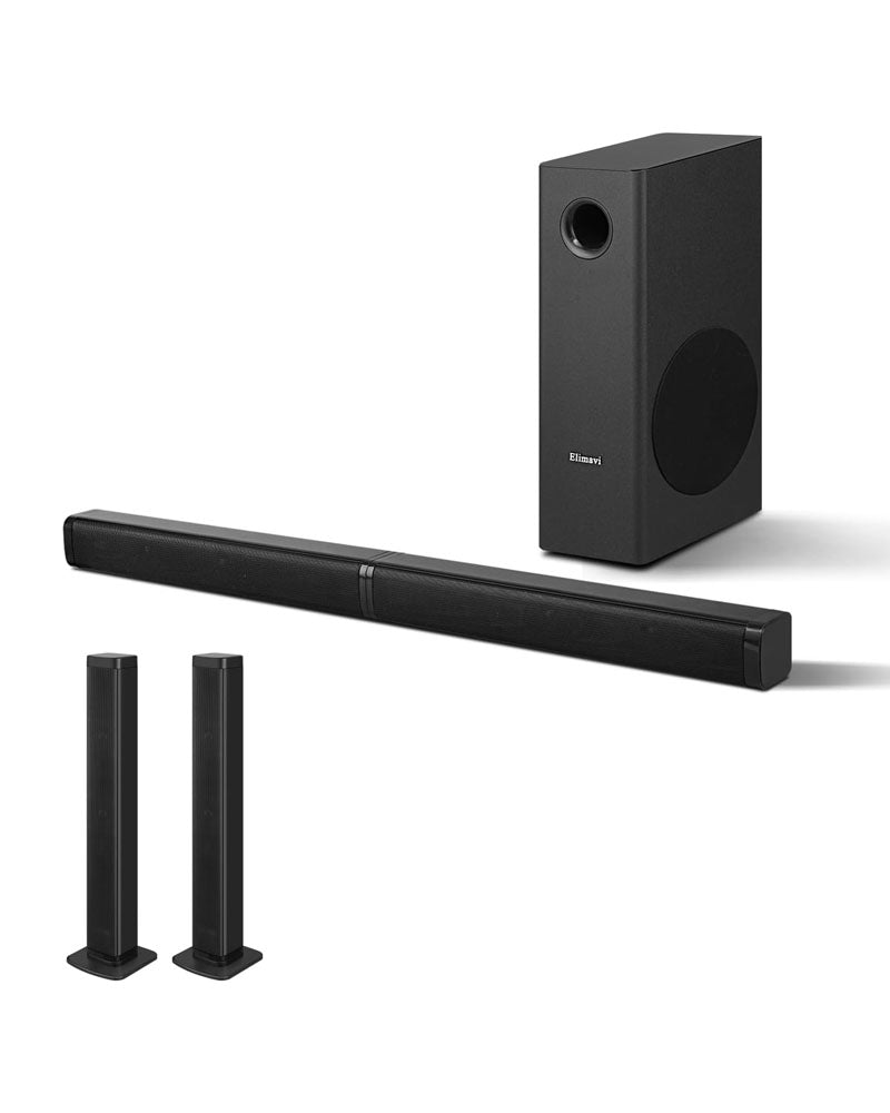 Sound Bar with 5.5 Inch Subwoofer Detachable 2-in-1, 2.1-Channel Deep Bass System