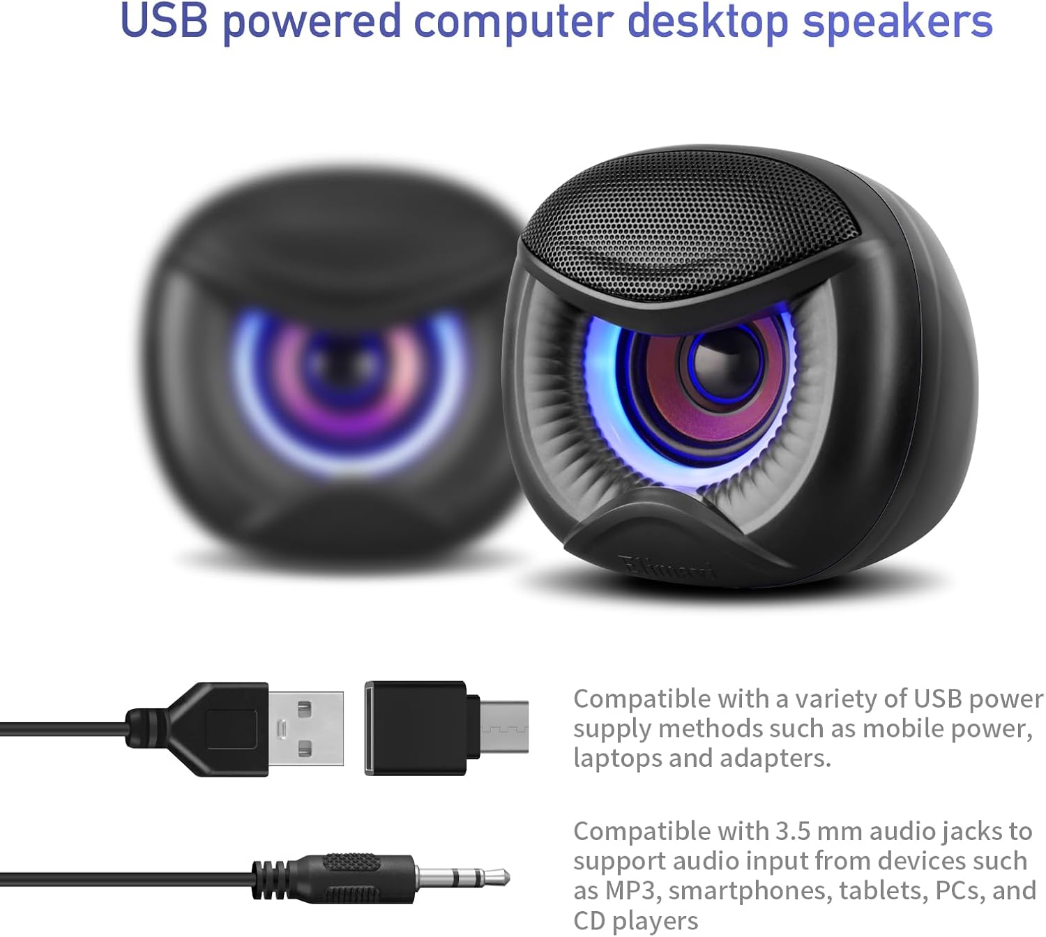 Elimavi 2piecs Owl shaped desktop speakers with USB power