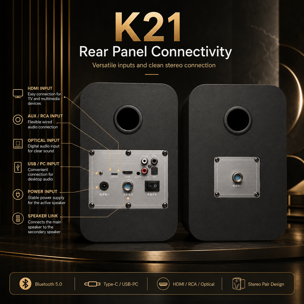 Wireless HiFi chassis sound system tweeter+bass, upgraded version, high fidelity sound boxes
