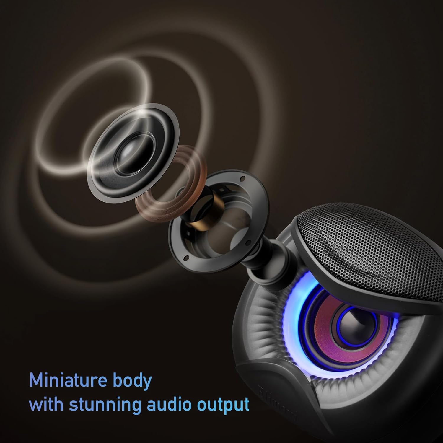 USB-C computer speakers with 3.5mm audio cable