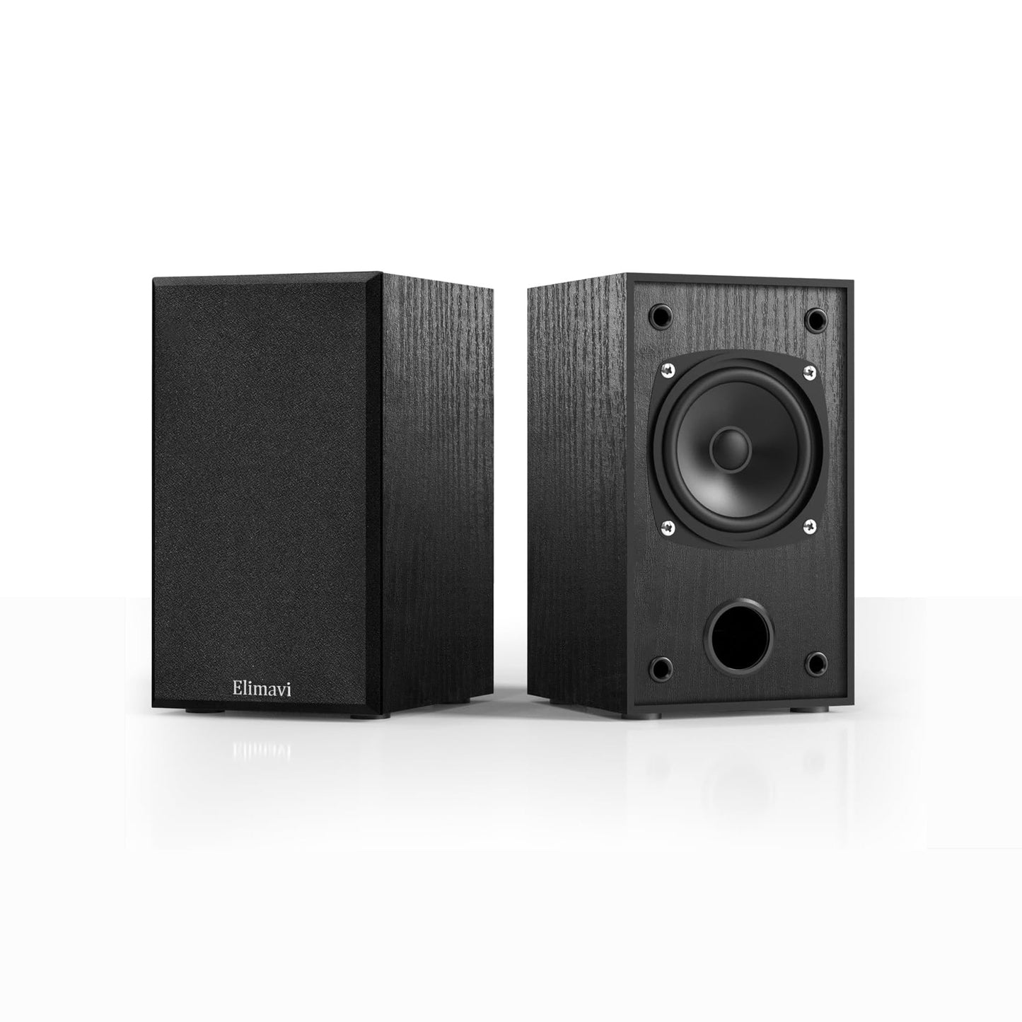 Satellite Stereo Speakers with Classic Wood Grain