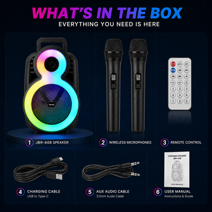 8″ Bass 3600mAh Ourdoor Party Speaker Bluetooth Long battery Life
