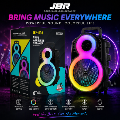 8″ Bass 3600mAh Ourdoor Party Speaker Bluetooth Long battery Life