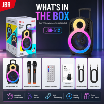 Party Speaker Bluetooth 8″ Bass 2″ Tweeter 1800mAh Ourdoor TWS
