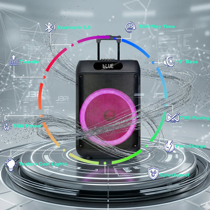 50W 15″ bass Portable speaker 4500mAh with 2pcs wireless microphones bluetooth