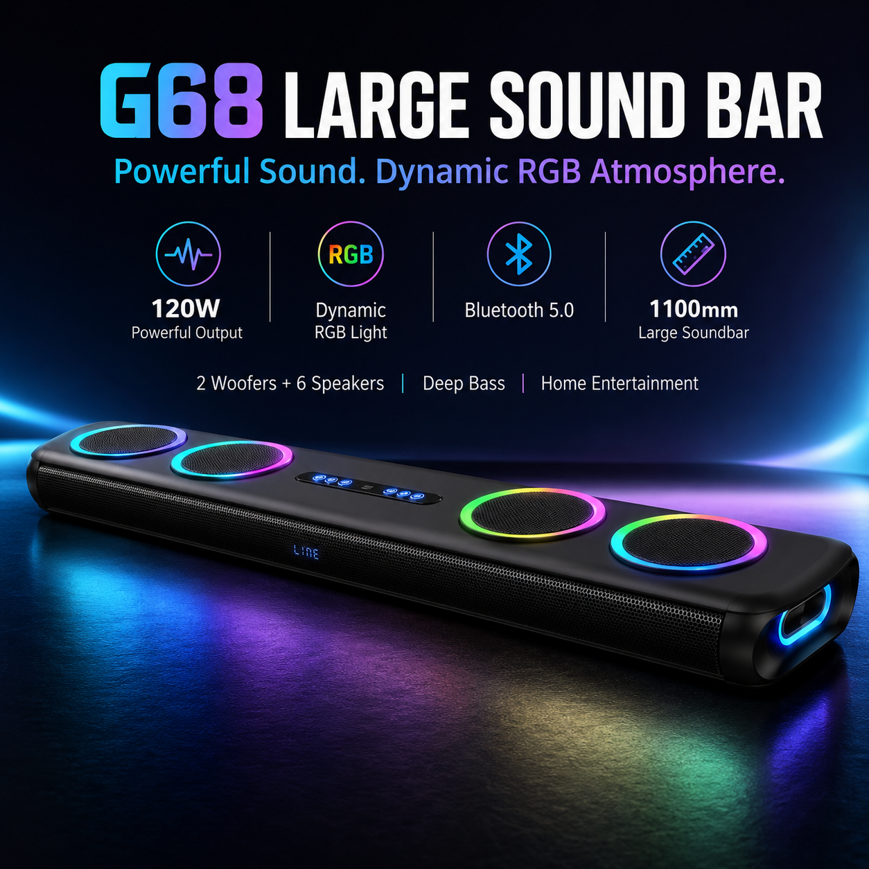 Newmine 120W Soundbar Echo Wall Speaker High Quality Home Theater TVDolby Atmos Surround Sound