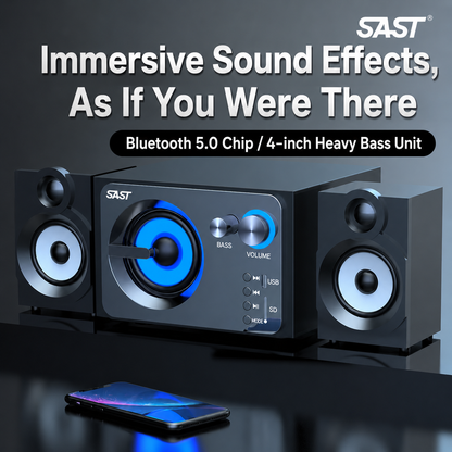 SAST A15 Computer Wooden Audio Super Bass 60W Bluetooth 5.3 RGB Light