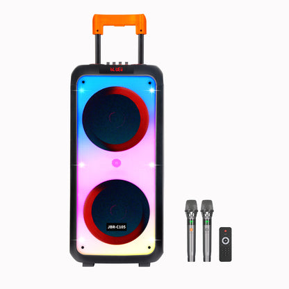 60W 2PCS 10“ bass tweeter 5400mah outdoor speaker with 2pcs wireless microphones