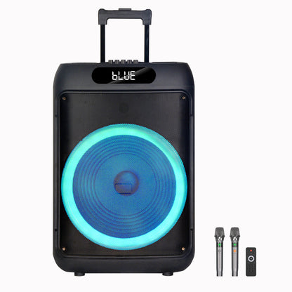 50W 15″ bass Portable speaker 4500mAh with 2pcs wireless microphones bluetooth