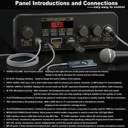 12inch Bass+Tweeter Portable Bluetooth Speaker for Home, Outdoor