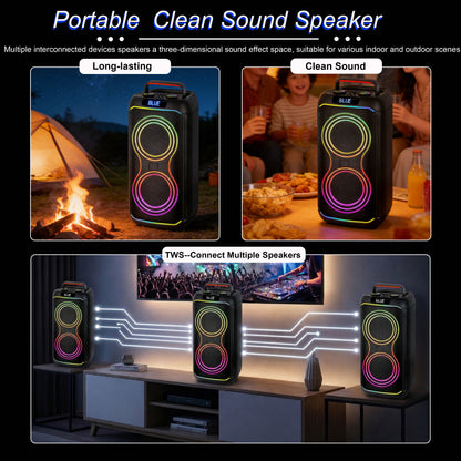 2pcs 8inch bass 40W 4000mAh portable outdoor audio speaker 7.4V