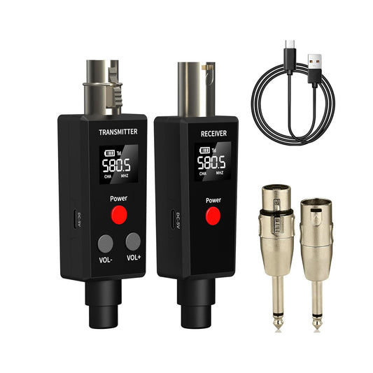 2.4GHz UHF Wireless Microphone System Adapter XLR Mic Transmitter and Receiver
