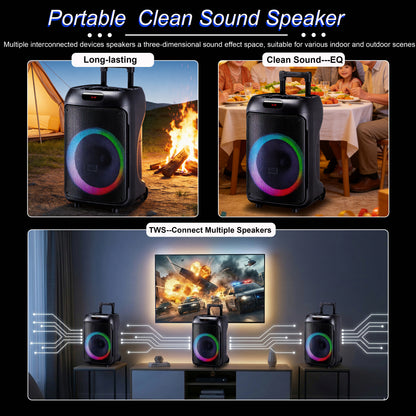 12“ bass+Tweeter 4000mAh Long Battery Life Outdoor Portable Speeker 20W 3.7V