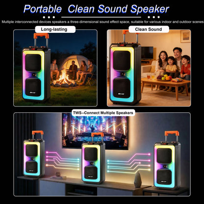 10inch bass*2+Tweeter portable speaker large size 5400mAh 60W