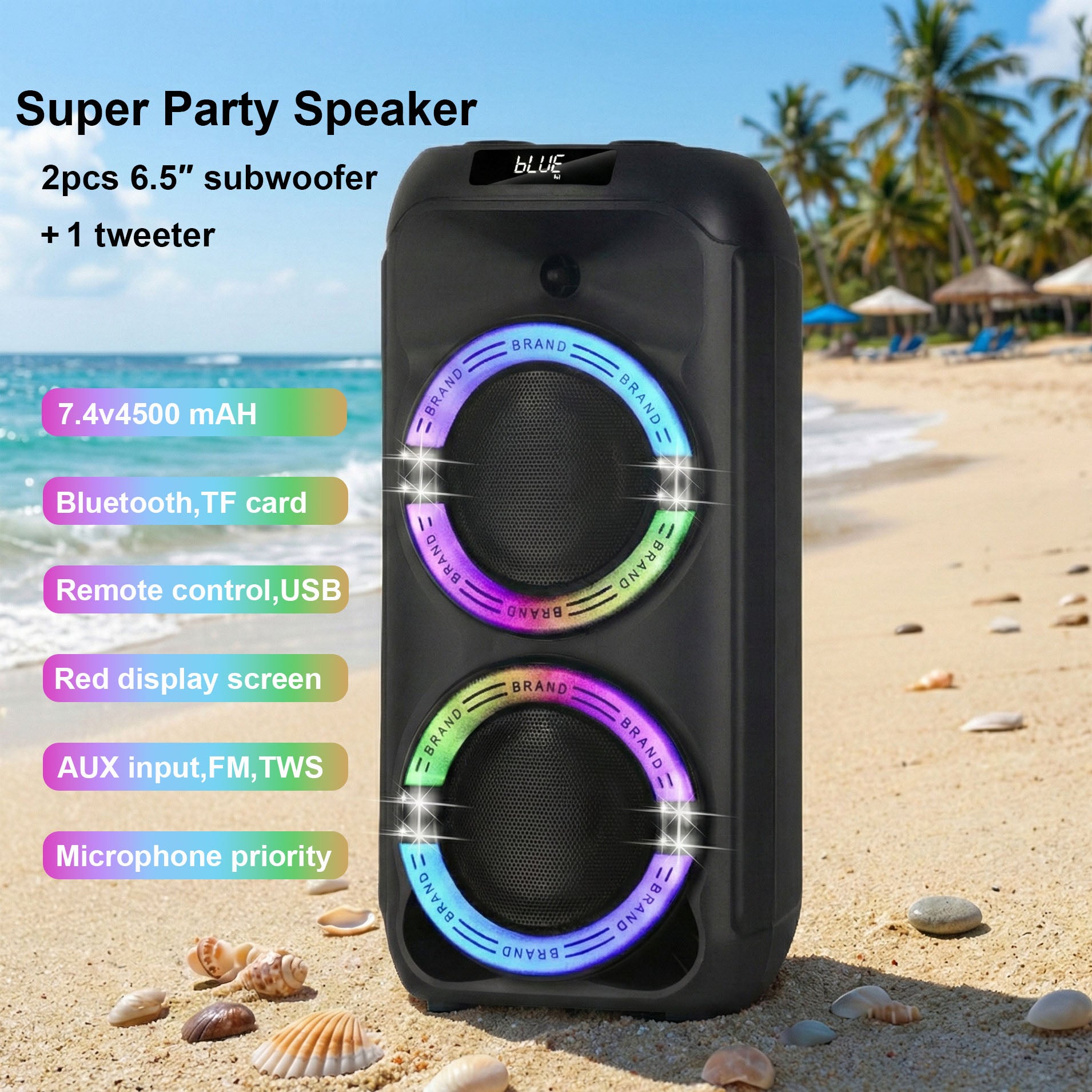 Portable wireless speaker 40W power output