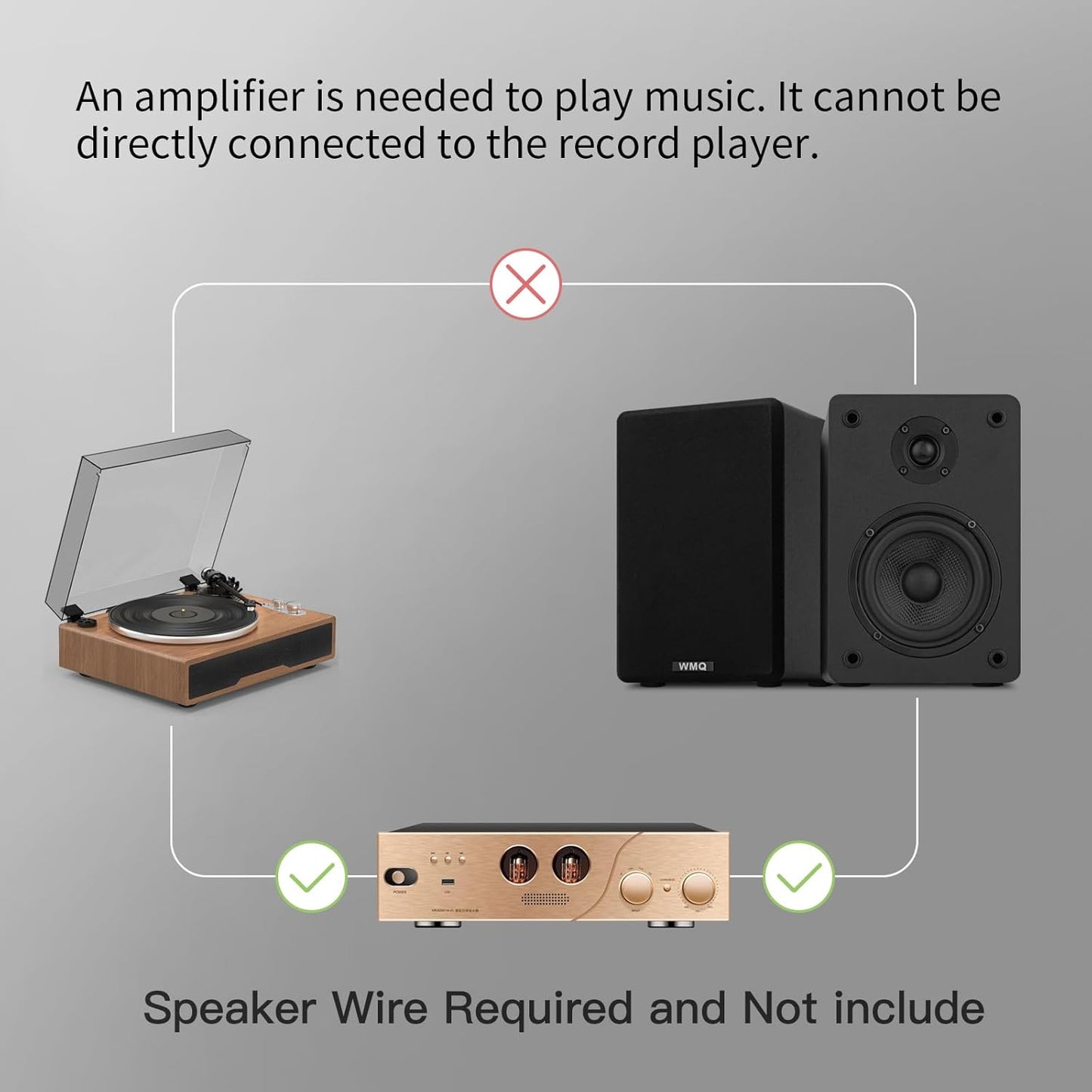 40W*2 Passive Bookshelf Speakers for Record Players and Home Theater Systems