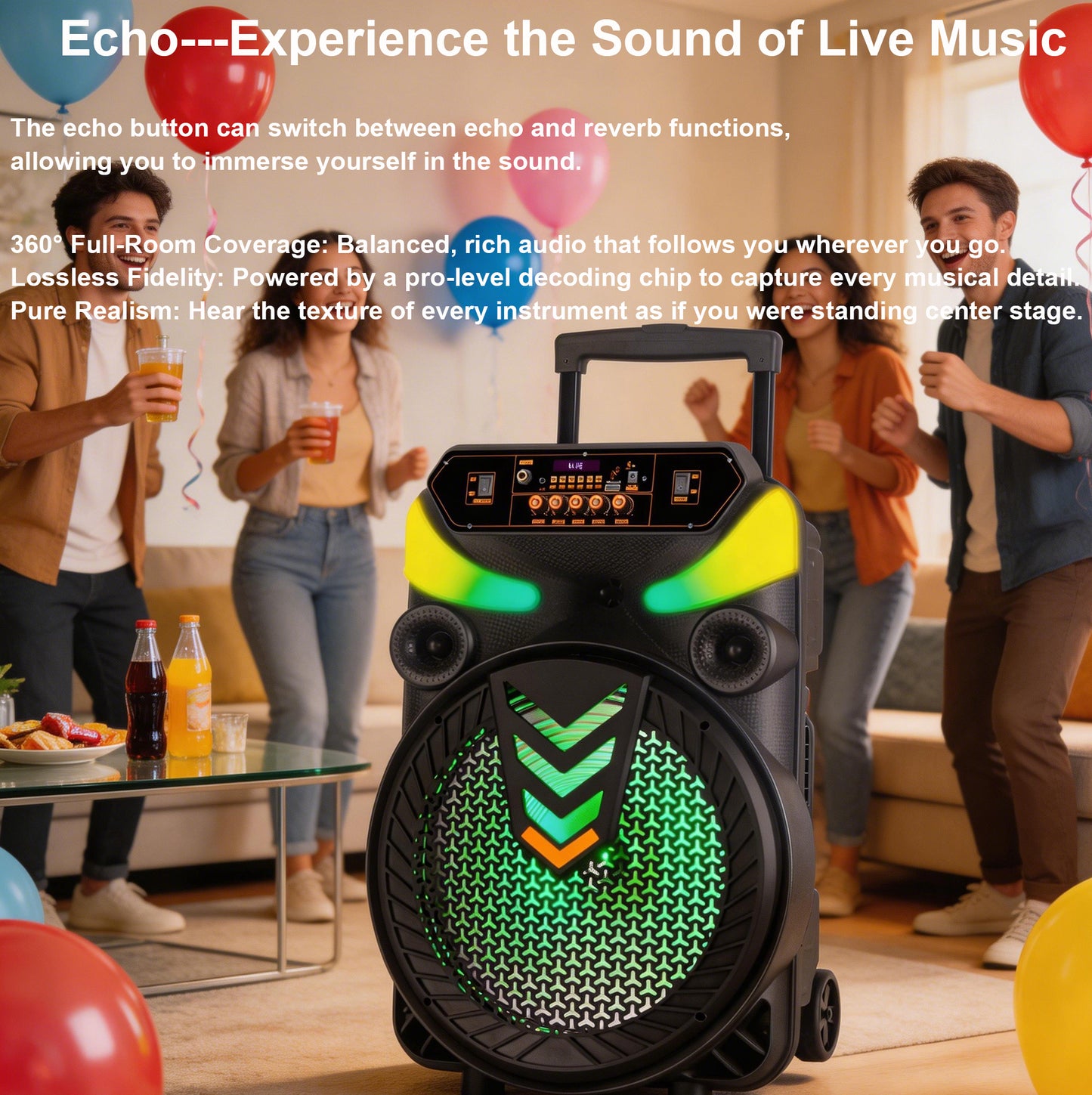 15inch bass portable speaker 3000mAh 20W outdoor audio with wireless speakers