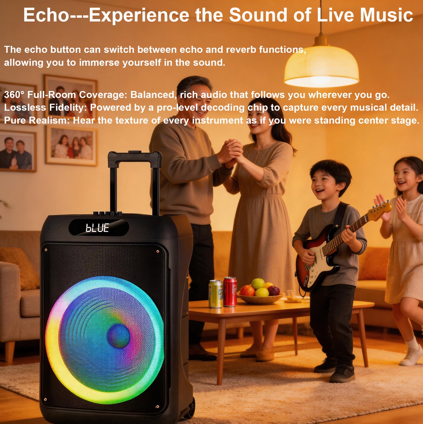 50W 15″ bass Portable speaker 4500mAh with 2pcs wireless microphones bluetooth
