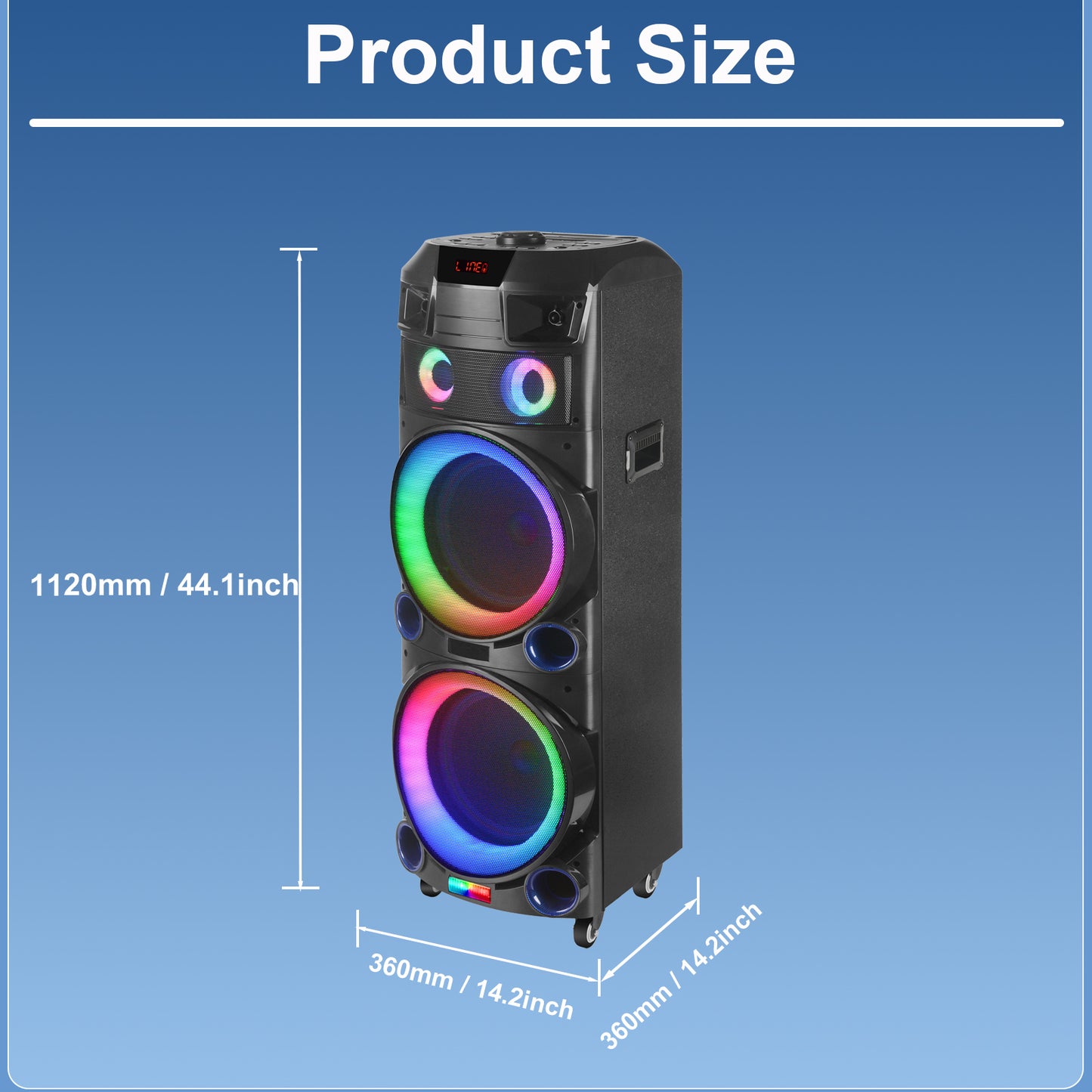 9000mAh 80W 10inch subwoofer*2+Tweeter portable speaker large size