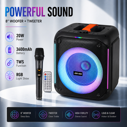 8in bass 20W 3600mah Bluetooth party Speaker portable ourdoor audio