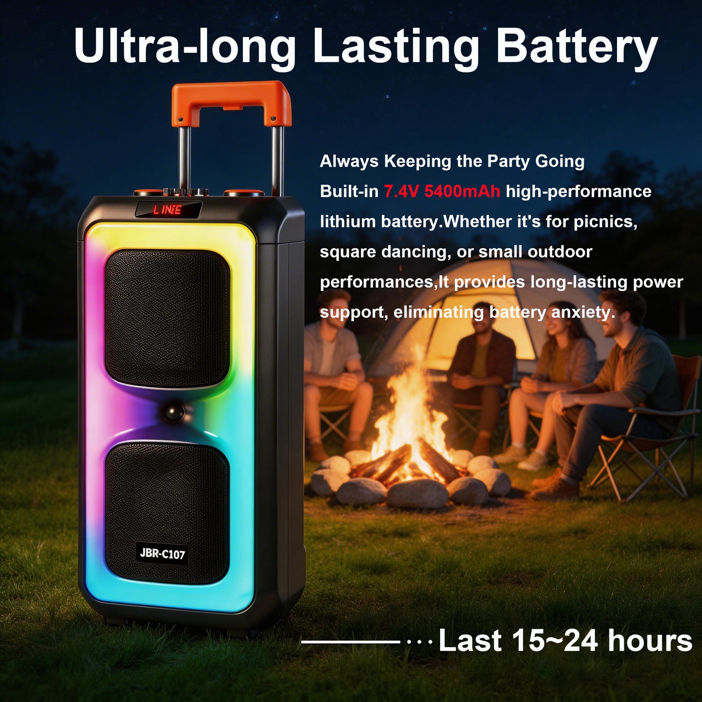 10inch bass*2+Tweeter portable speaker large size 5400mAh 60W