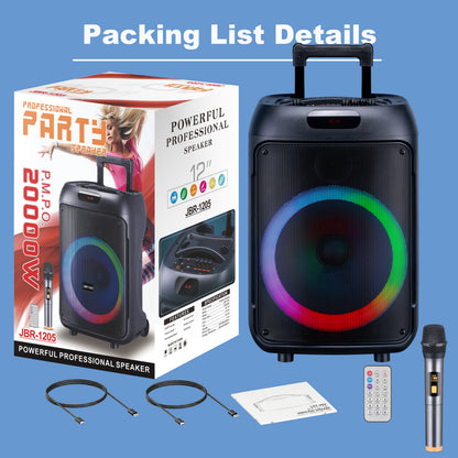 12“ bass+Tweeter 4000mAh Long Battery Life Outdoor Portable Speeker 20W 3.7V