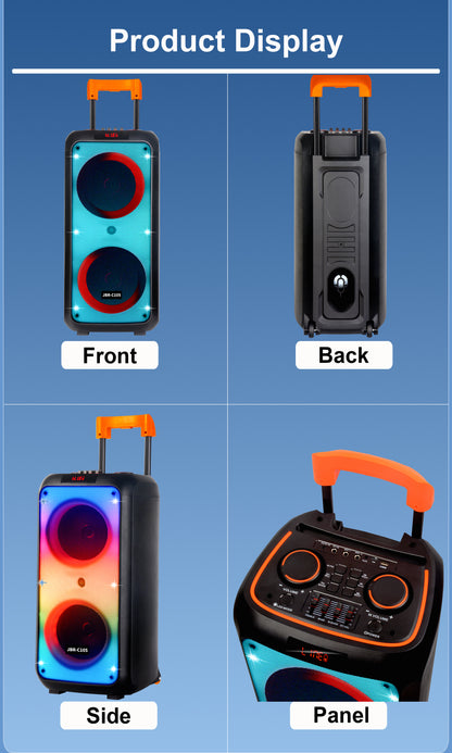 60W 2PCS 10“ bass tweeter 5400mah outdoor speaker with 2pcs wireless microphones