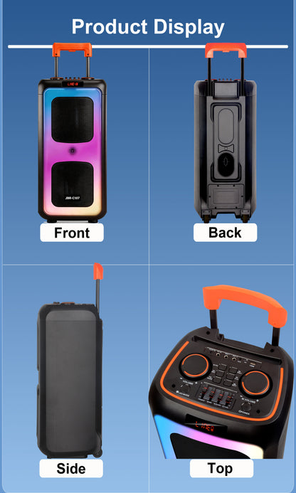 10inch bass*2+Tweeter portable speaker large size 5400mAh 60W