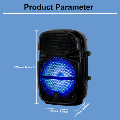 8″+ Tweeter Portable Party Speaker with Long Lasting Battery