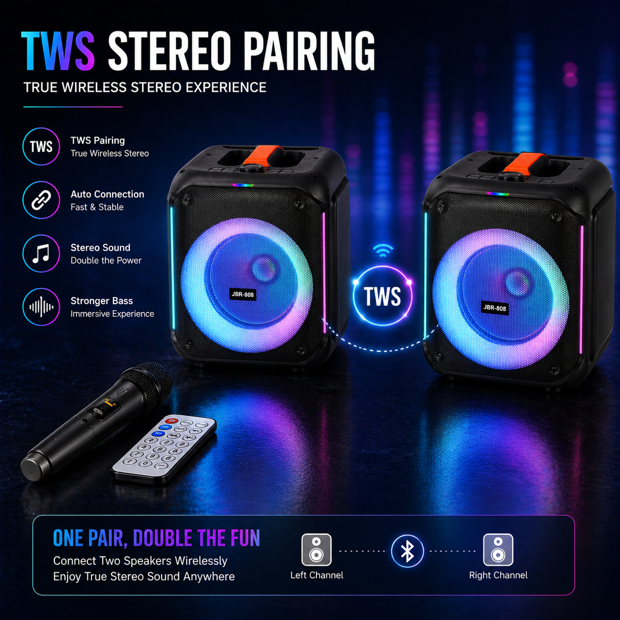 8in bass 20W 3600mah Bluetooth party Speaker portable ourdoor audio