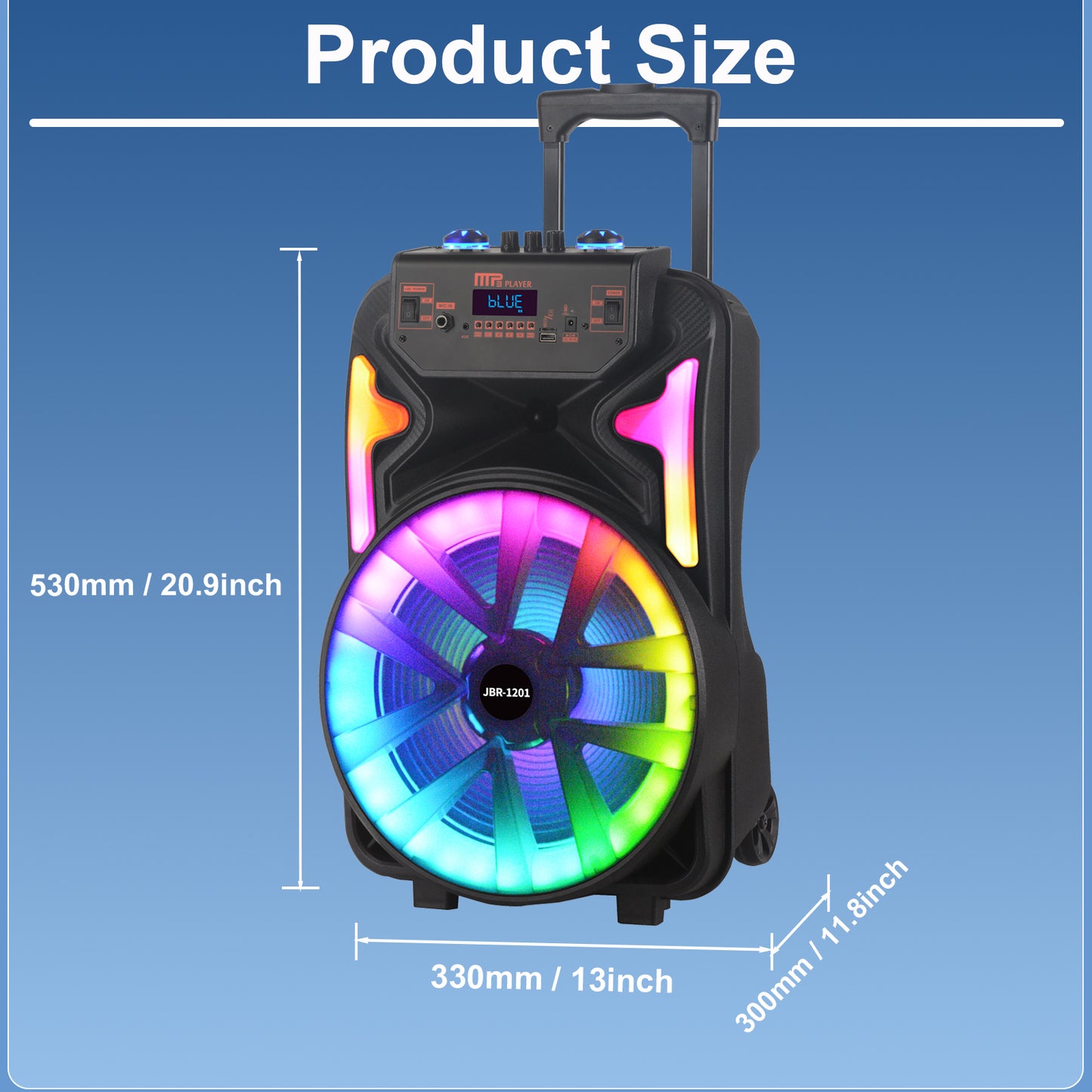 13inch bass +Tweeter portable speaker 3600mAh 20W outdoor audio with wireless speakers