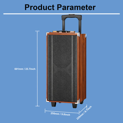 50W Bluetooth Speaker Wooden Portable Super Bass Speakers Free Wireless Microphone