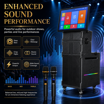 Outdoor 15 inch large screen singing high-power 200W 27 inch touch screen outdoor performance activity audio