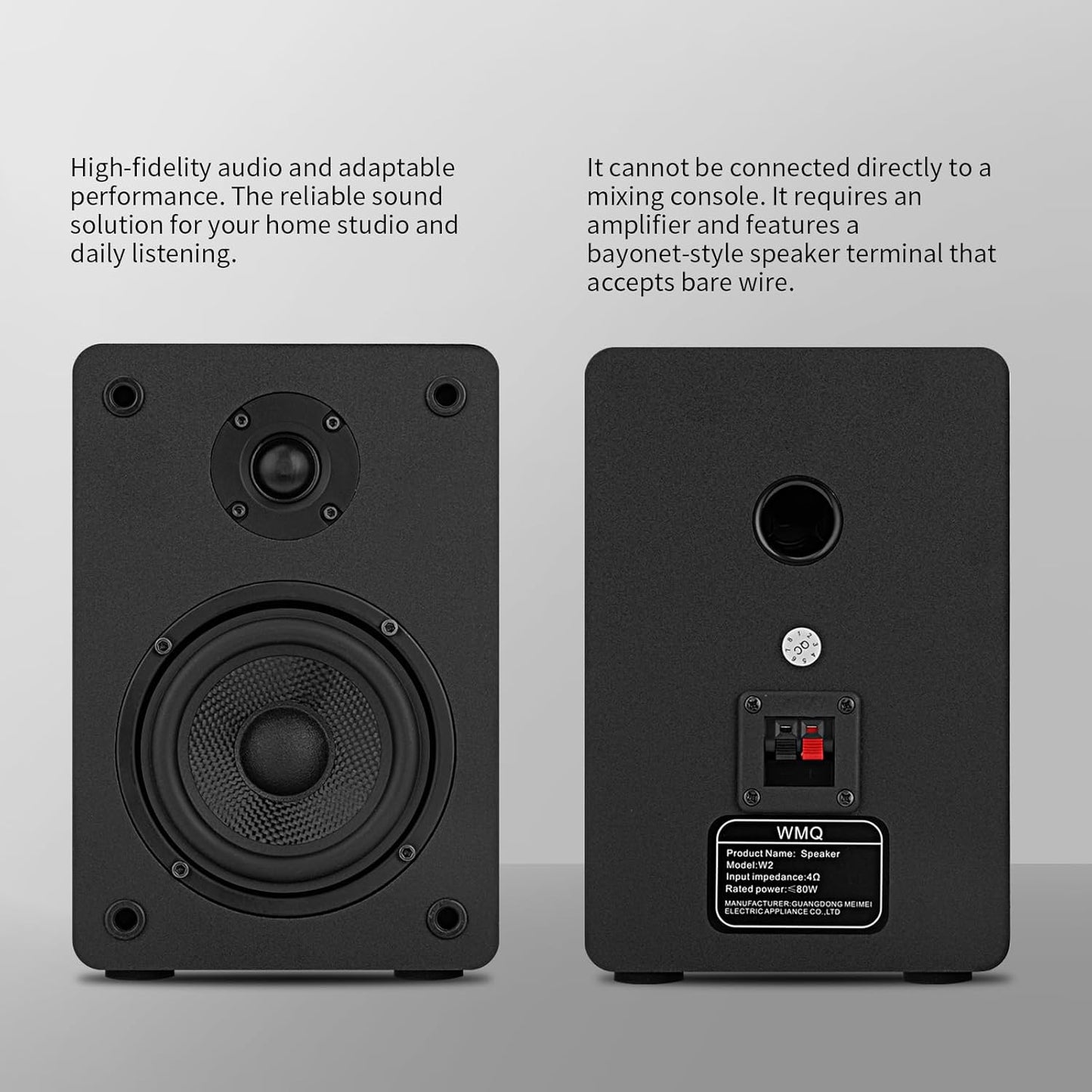 40W*2 Passive Bookshelf Speakers for Record Players and Home Theater Systems