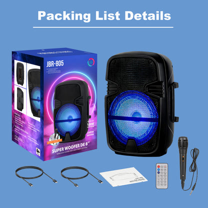 8″+ Tweeter Portable Party Speaker with Long Lasting Battery