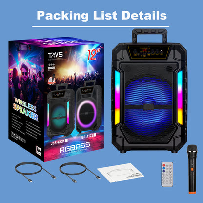 12inch Bass+Tweeter Portable Bluetooth Speaker for Home, Outdoor