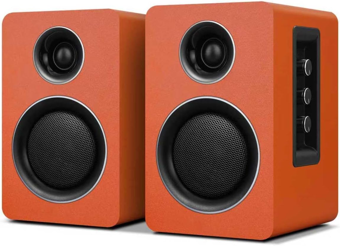 7 Colors Active Bookshelf Speakers with 3‘’ Carbon Fiber Woofer and Silk Film Tweeter