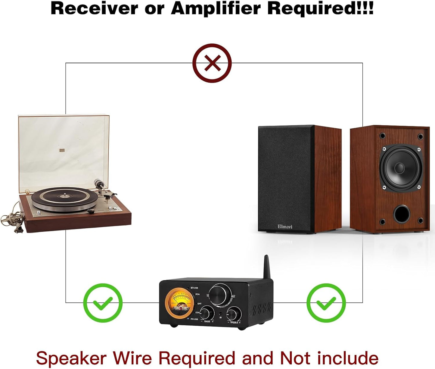 Satellite Stereo Speakers with Classic Wood Grain