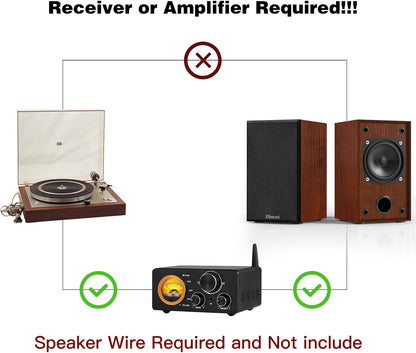 Satellite Stereo Speakers with Classic Wood Grain