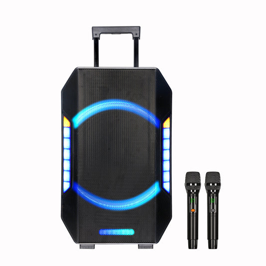 15“ Subwoofer + Tweeter 12V 7000mAh 80W Bluetooth Party Speeker with Microphones