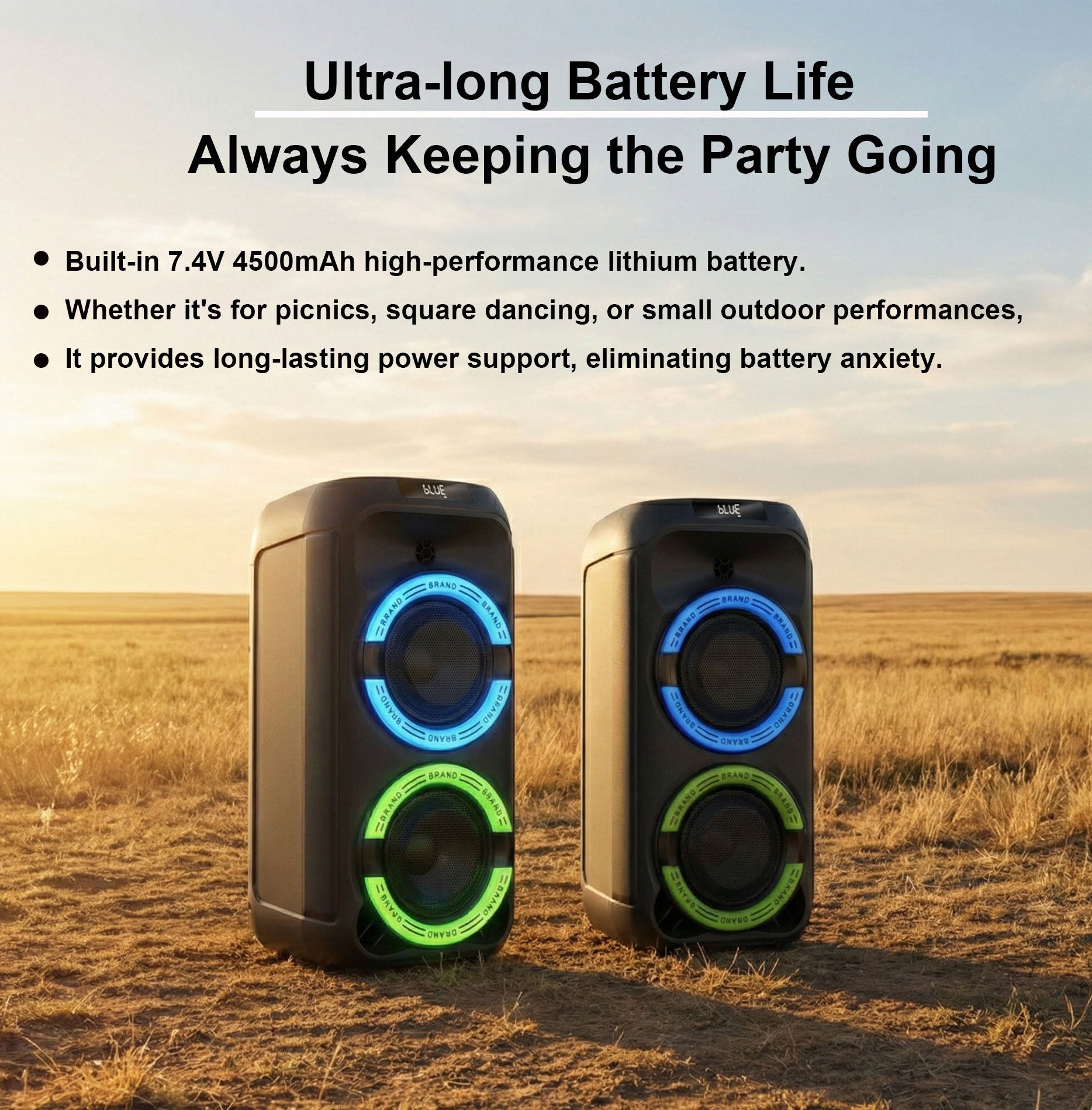 40W wireless Bluetooth speaker side view